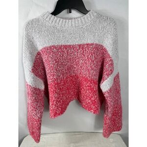 Cozy Knit Sweater Pullover Cropped Color Block Pink Gray Casual Comfy‎ Stylish